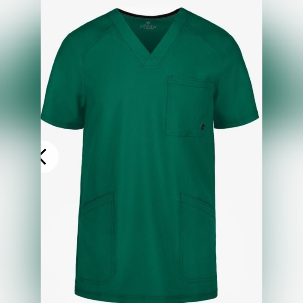 Infinity Men's large 3-Pocket STRETCH Rib-Knit Side Panel Scrub Top